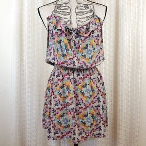 Parker Floral Gray 100% Silk Mini Dress Size Medium